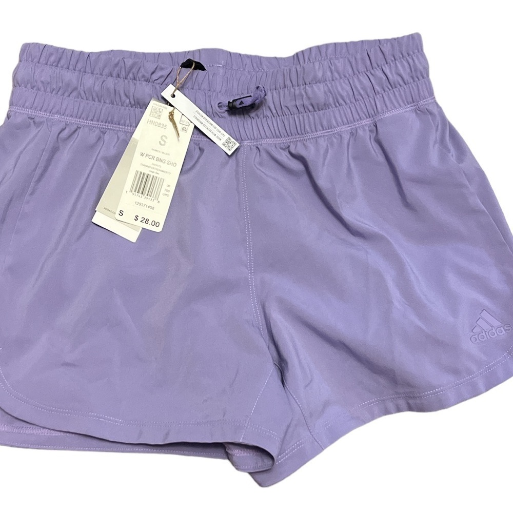 Adidas light purple Pacer shorts, elastic waist band, new